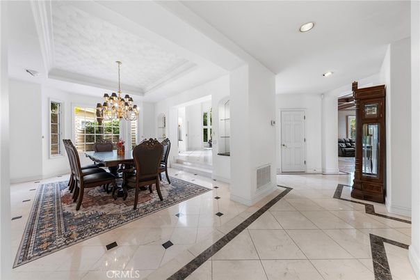 Chandelier, Dining room, Interior, Recessed Lighting