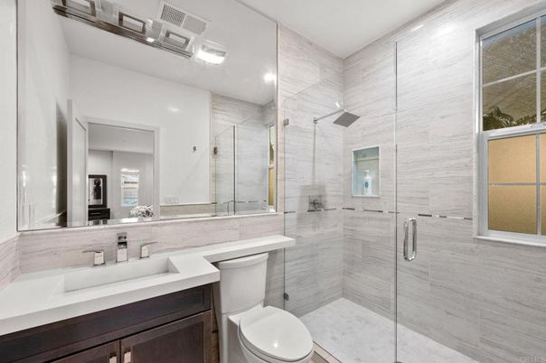 Bathroom, Glass Shower, Interior, Recessed Lighting