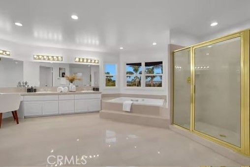 Bathroom, Dual Sink Vanities, Glass Shower, Interior, Recessed Lighting