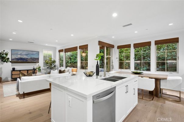 Dining room, Interior, Kitchen, Living room, Recessed Lighting, Wood Texture Flooring