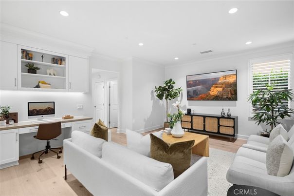 Home Office, Interior, Living room, Recessed Lighting, Wood Texture Flooring