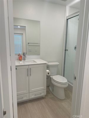 Bathroom, Glass Shower, Interior, Wood Texture Flooring