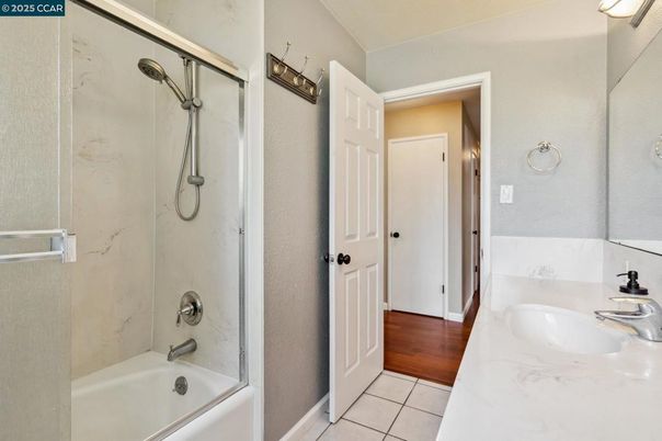 Bathroom, Glass Shower, Interior, Marble, Marble Walls, Wood Texture Flooring