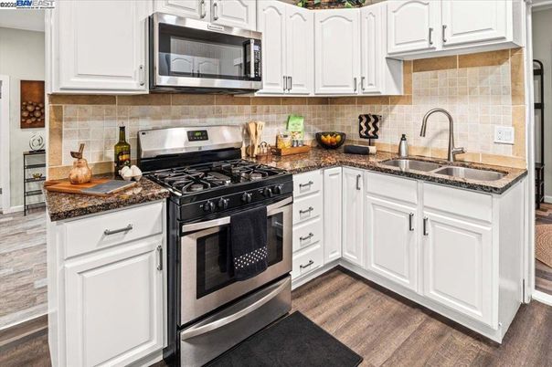 Interior, Kitchen, Stainless Steel Appliances, Wood Texture Flooring