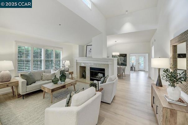 Fireplace, Interior, Living room, Pendant Lights, Wood Texture Flooring