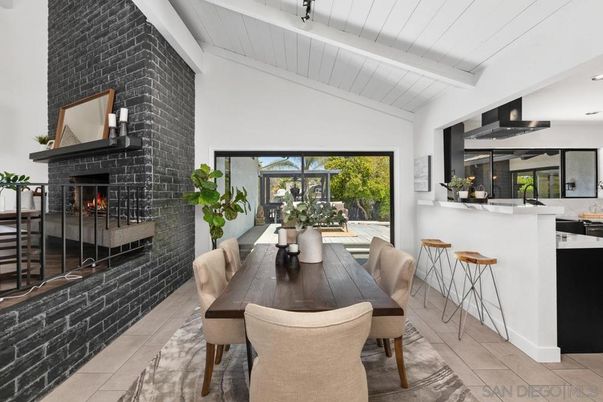 Dining room, Fireplace, Interior, Stone Walls