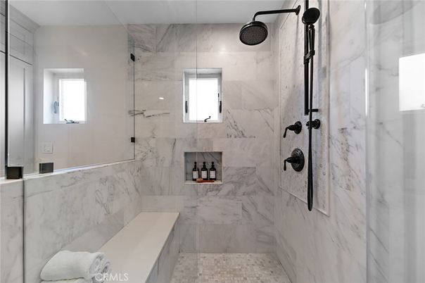 Bathroom, Glass Shower, Interior, Marble Walls