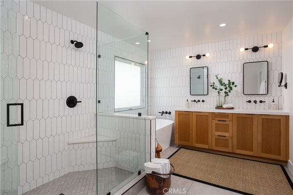 Bathroom, Dual Sink Vanities, Glass Shower, Interior, Recessed Lighting