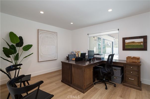 Home Office, Interior, Recessed Lighting, Wood Texture Flooring