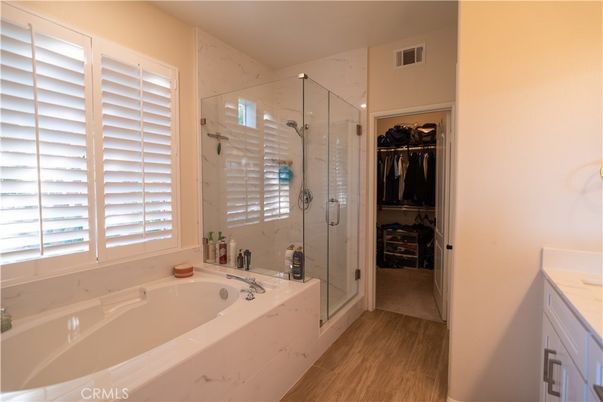 Bathroom, Glass Shower, Interior, Wood Texture Flooring