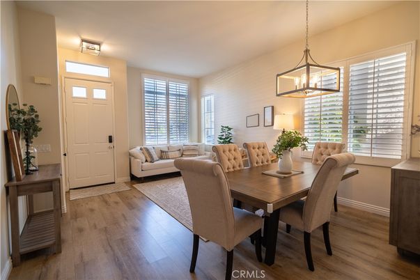 Dining room, Interior, Living room, Pendant Lights, Wood Texture Flooring