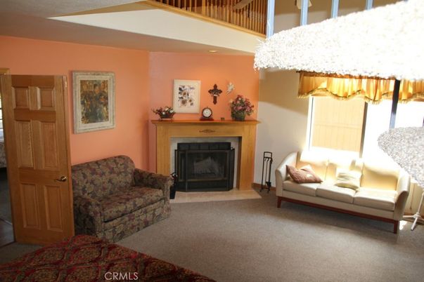 Chandelier, Fireplace, Interior