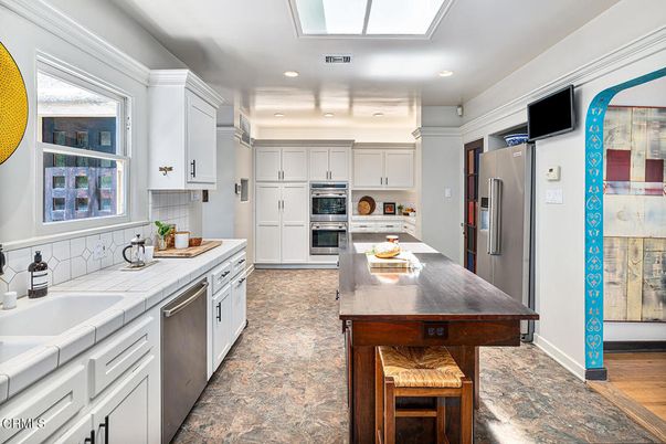 Interior, Kitchen, Recessed Lighting, Stainless Steel Appliances, Tile Countertops