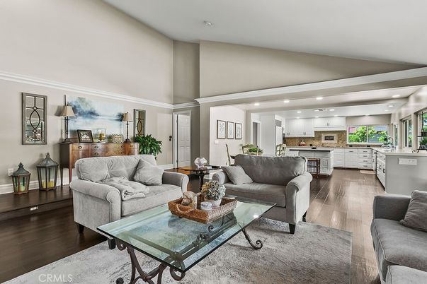 Interior, Kitchen, Living room, Recessed Lighting, Stainless Steel Appliances, Wood Texture Flooring