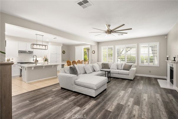 Interior, Kitchen, Living room, Pendant Lights, Recessed Lighting, Wood Texture Flooring