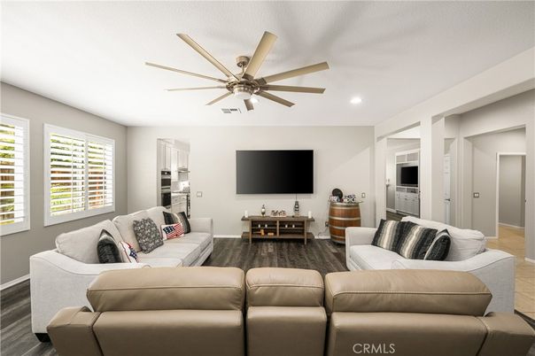 Interior, Living room, Recessed Lighting, Wood Texture Flooring