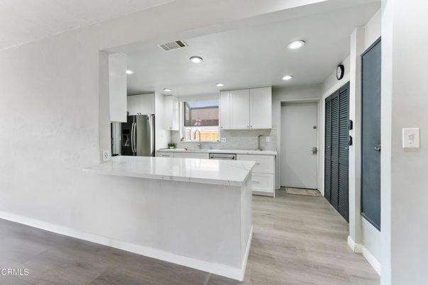 Interior, Kitchen, Recessed Lighting, Wood Texture Flooring