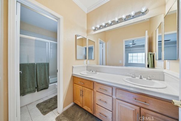 Bathroom, Dual Sink Vanities, Glass Shower, Interior, Tile Countertops