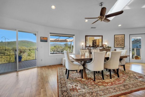 Dining room, Interior, Recessed Lighting, Wood Texture Flooring