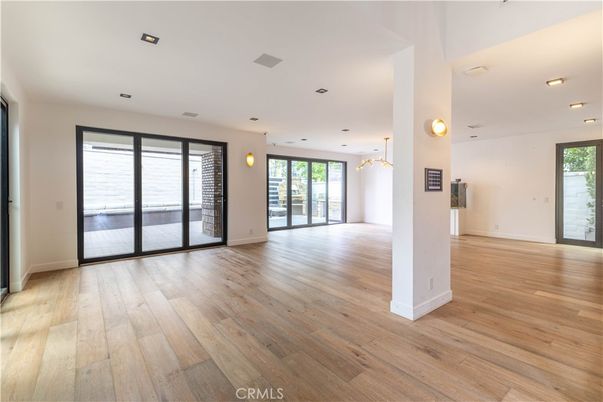 Empty room, Interior, Pendant Lights, Recessed Lighting, Wood Texture Flooring