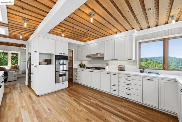 Interior, Kitchen, Stainless Steel Appliances, Wooden Beams, Wooden Ceilings, Wood Texture Flooring