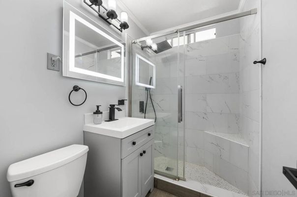 Bathroom, Glass Shower, Interior, Marble Walls