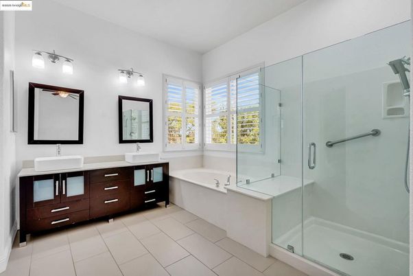 Bathroom, Dual Sink Vanities, Glass Shower, Interior