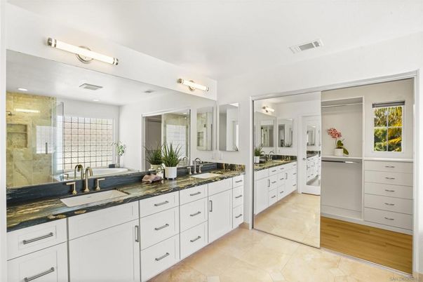 Bathroom, Glass Shower, Interior, Recessed Lighting, Stone Walls