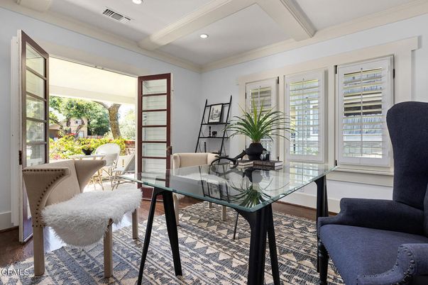Home Office, Interior, Recessed Lighting, Wood Texture Flooring