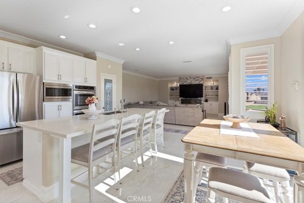Dining room, Interior, Kitchen, Living room, Recessed Lighting, Stainless Steel Appliances