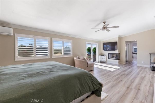 Bedroom, Fireplace, Interior, Wood Texture Flooring