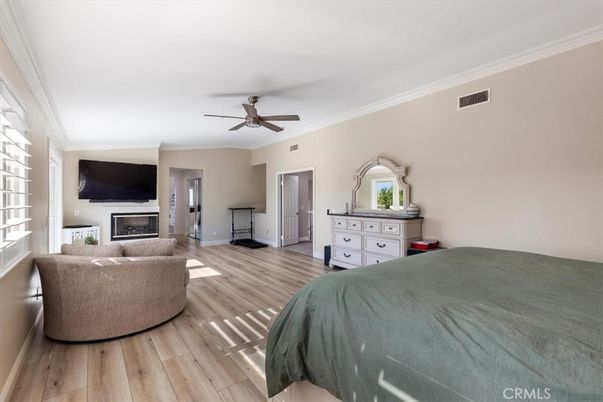 Bedroom, Fireplace, Interior, Wood Texture Flooring