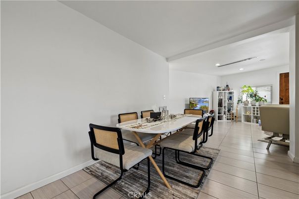 Dining room, Interior, Recessed Lighting, Wood Texture Flooring