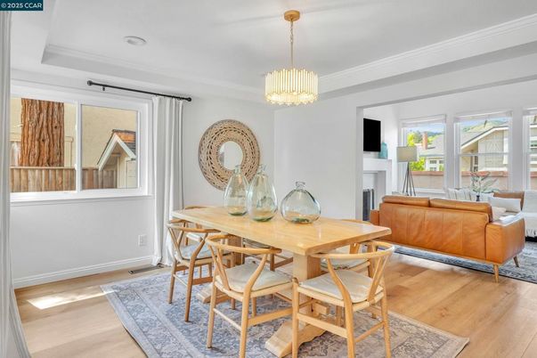 Chandelier, Dining room, Fireplace, Interior, Living room, Wood Texture Flooring