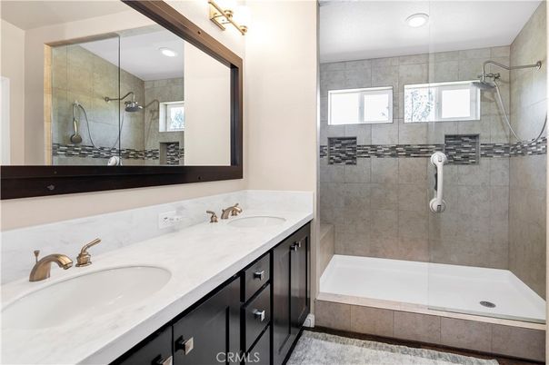 Bathroom, Dual Sink Vanities, Glass Shower, Interior, Recessed Lighting
