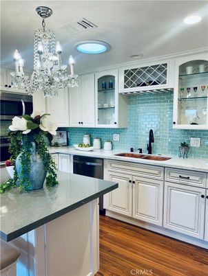 Chandelier, Interior, Kitchen, Recessed Lighting, Wood Texture Flooring