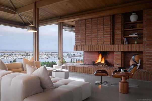 Fireplace, Interior, Living room, Stone Walls, Water, Wooden Beams, Wooden Ceilings