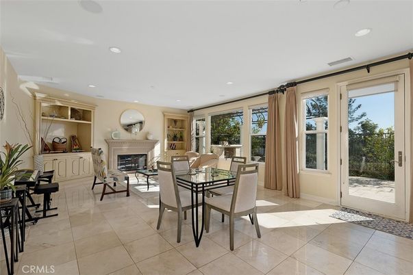 Dining room, Fireplace, Interior, Recessed Lighting