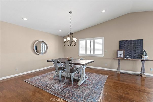 Chandelier, Dining room, Interior, Recessed Lighting, Wood Texture Flooring