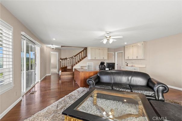 Chandelier, Interior, Kitchen, Living room, Recessed Lighting, Wood Texture Flooring