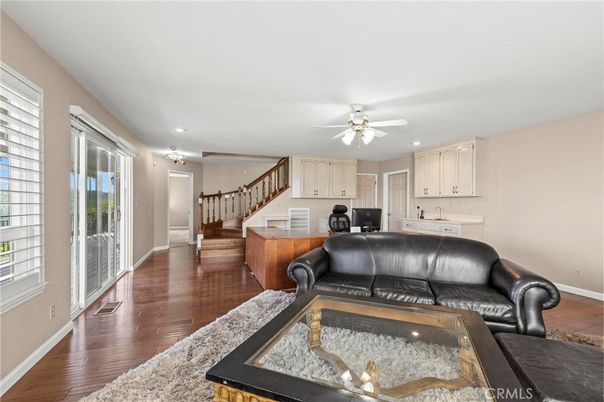 Chandelier, Interior, Kitchen, Living room, Recessed Lighting, Wood Texture Flooring