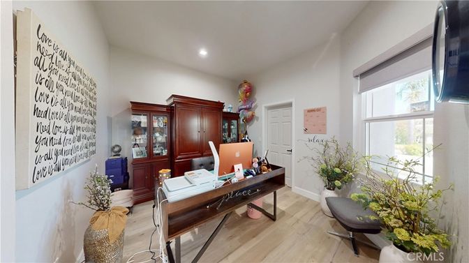 Home Office, Interior, Recessed Lighting, Wood Texture Flooring