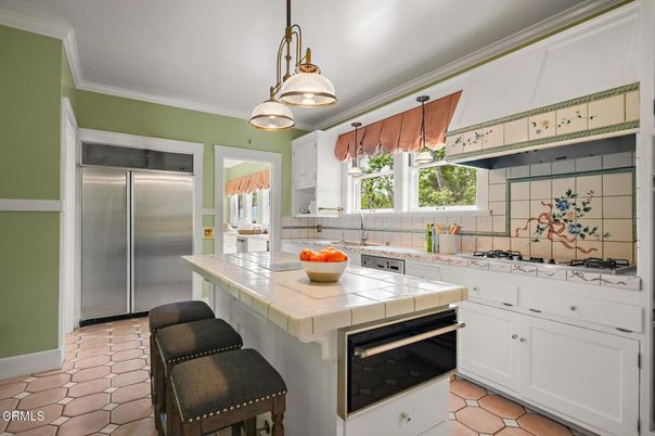 Interior, Kitchen, Pendant Lights, Stainless Steel Appliances, Tile Countertops
