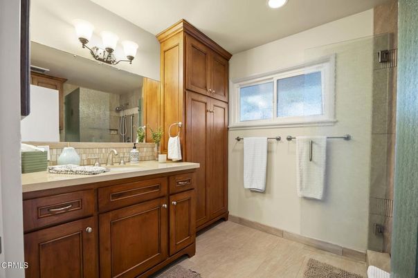 Bathroom, Dual Sink Vanities, Glass Shower, Interior, Recessed Lighting