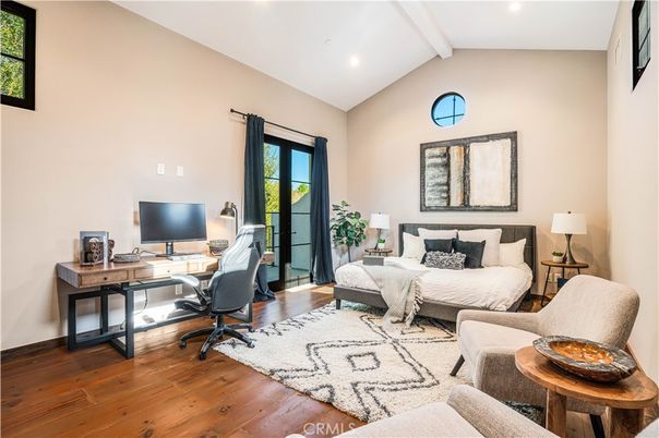 Bedroom, Home Office, Interior, Recessed Lighting, Wood Texture Flooring