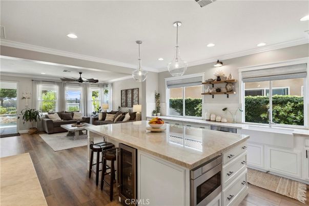 Interior, Kitchen, Living room, Pendant Lights, Recessed Lighting, Wood Texture Flooring