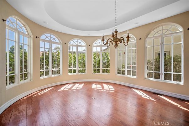 Chandelier, Empty room, Interior, Recessed Lighting, Wood Texture Flooring