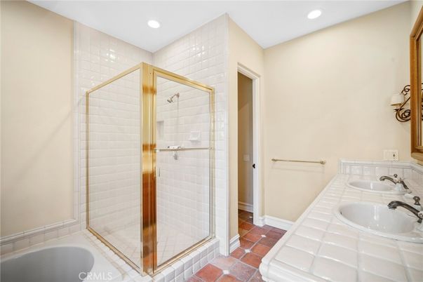 Bathroom, Glass Shower, Interior, Recessed Lighting, Tile Countertops