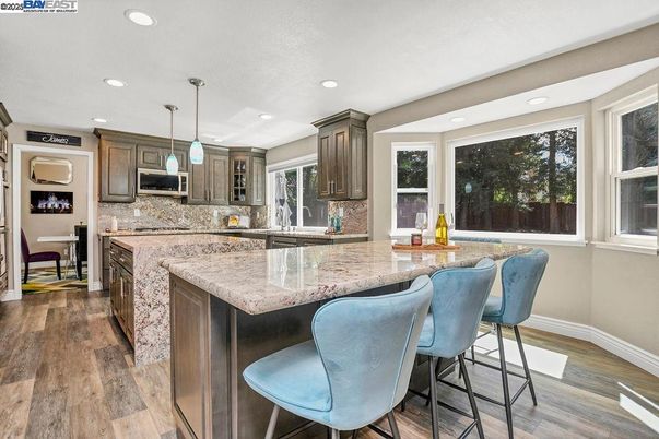 Interior, Kitchen, Pendant Lights, Recessed Lighting, Wood Texture Flooring