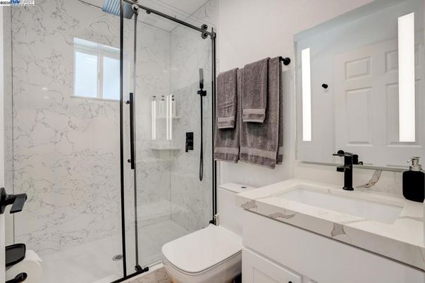 Bathroom, Glass Shower, Interior, Marble Walls